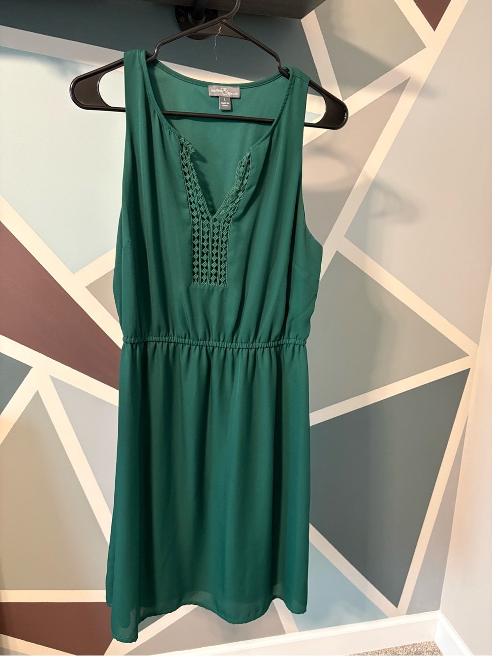Market & Spruce Teal Sleeveless V-Neck Midi Dress